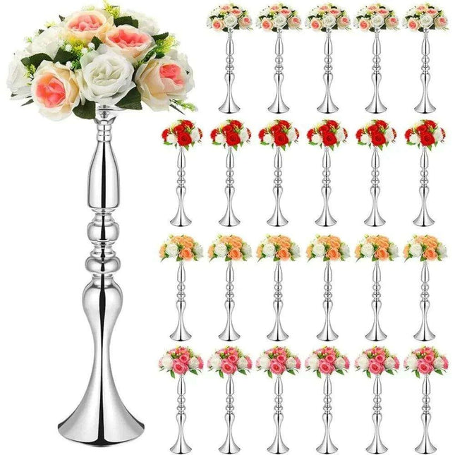 Luxurious 24-Piece Gold Metal Vase Stands - 20 Inches Tall for Exquisite Decoration