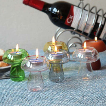 Whimsical Glass Mushroom Candle Holder - Ideal for Nordic Home Decor and Celebratory Events