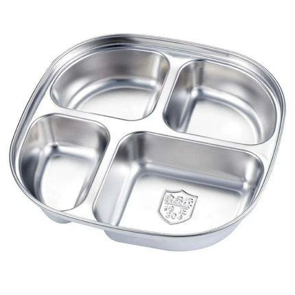 Sophisticated Stainless Steel Sectioned Plate for Gourmet Dining