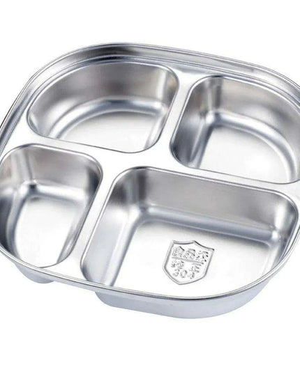 Sophisticated Stainless Steel Sectioned Plate for Gourmet Dining