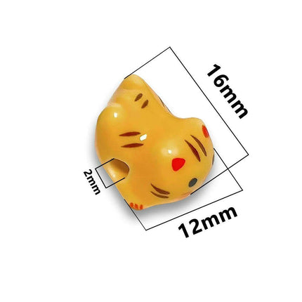 Charming Anime-Inspired Lucky Cat Ceramic Beads for Creative Jewelry Projects - 15x21mm Porcelain Essentials with Vertical Hole