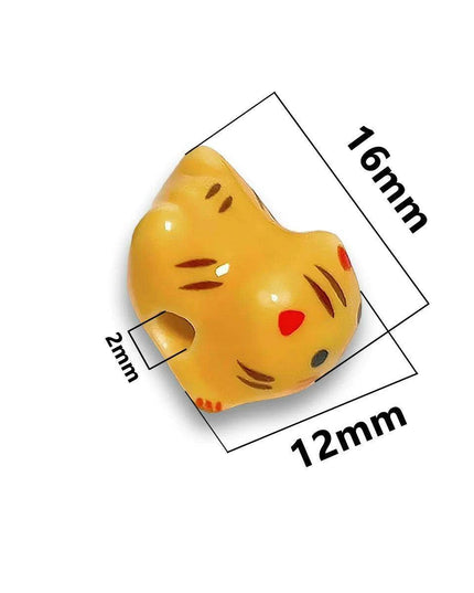 Charming Anime-Inspired Lucky Cat Ceramic Beads for Creative Jewelry Projects - 15x21mm Porcelain Essentials with Vertical Hole