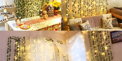 Colorful Lights 10M Green Leaf String Light - Battery Powered & Waterp