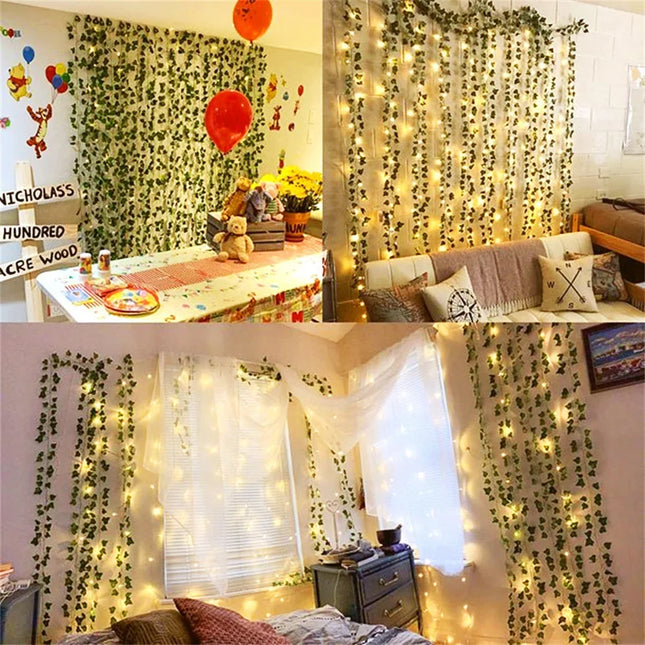 Botanical Leaf String Lights — Battery-Powered, Indoor & Outdoor