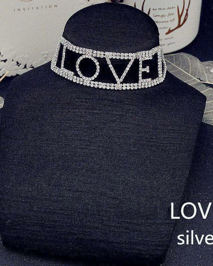 Crystal Charm: Love Letter Rhinestone Choker Necklace