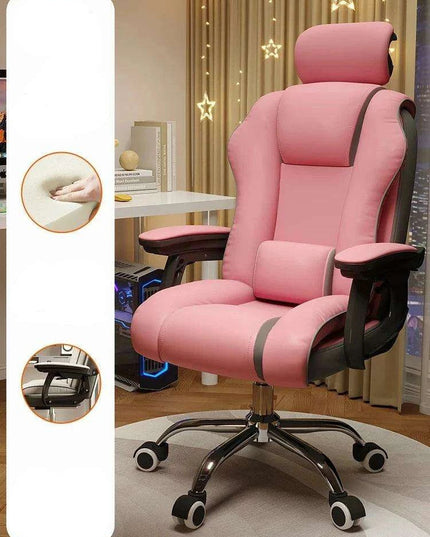 Pink Gaming Throne with Rolling Massage - Elevate Your Workspace!