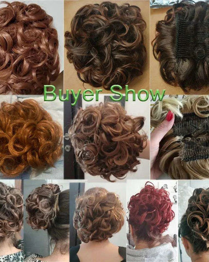 Elegant Ombre Curly Chignon Hairpiece with Comb - High Heat Resistant Women's Extension