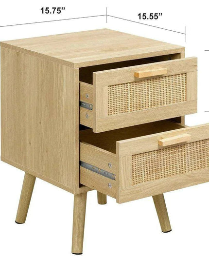 Elegant Rattan Drawer Nightstand Pair for Stylish and Functional Bedroom Decor