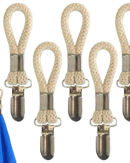 Cotton Braided Towel Holder Set with Sturdy Metal Clips - Elegant Space-Saving Solution for Home and Kitchen