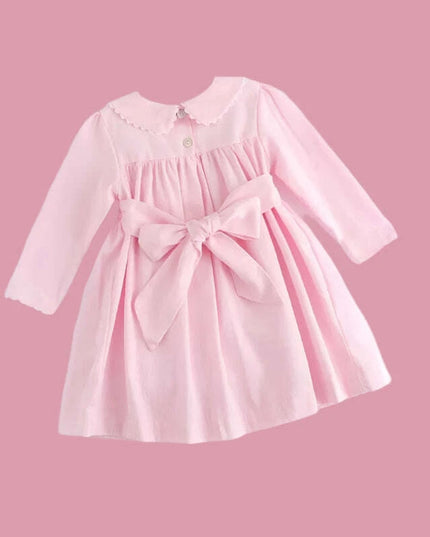 Girls' Enchanting Vintage Rose Long Sleeve Smocked Dress - Ideal for Fall Gatherings and New Year Celebrations 2024