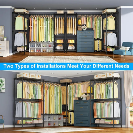 58-82"W x 30"D x 72"H Carbon Steel Clothes Rack Expandable Rod Corner 58-82w-x-30d-x-72h-carbon-steel-clothes-rack-expandable-rod-corner