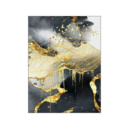 Luxe Golden Marble Canvas Art: Elevate Your Contemporary Home Aesthetic