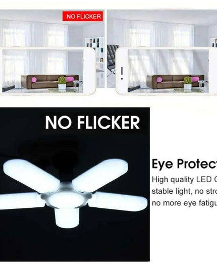 85W Adjustable LED Garage Ceiling Light with Foldable Blades - Energy-Efficient E27 Industrial Lamp