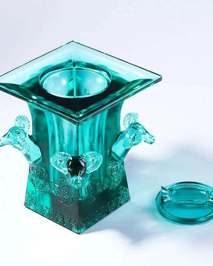 Exquisite Crystal Jewelry Box with Elegant Four Goat Zun Lid