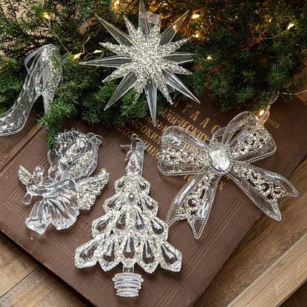 Transparent Acrylic Ice Crystal Tree Pendant – Christmas Ornament
