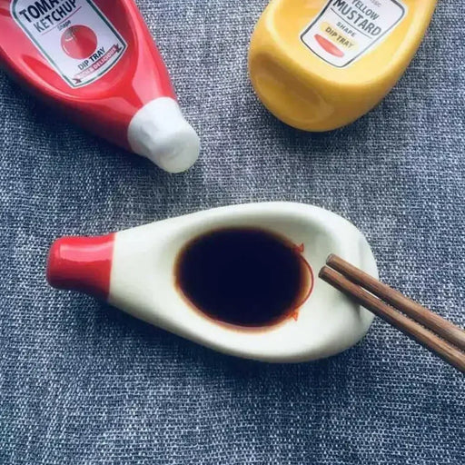Creative Tomato and Mustard Bottle Ceramic Sauce Dishes
