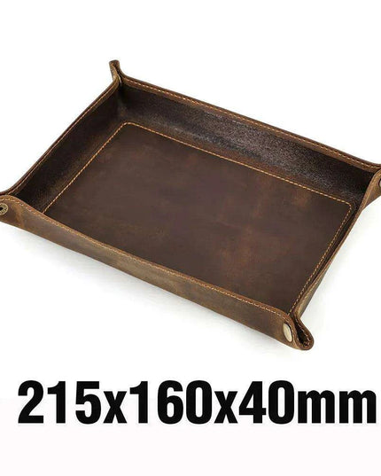 Elegant Cowhide Leather Organizer Tray for Keys, Wallets, and Coins: A Stylish Storage Solution