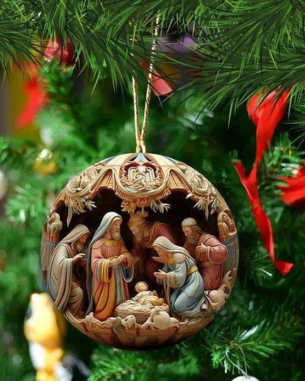 Elegant Acrylic Jesus Nativity Family Christmas Tree Decor Ornament Set