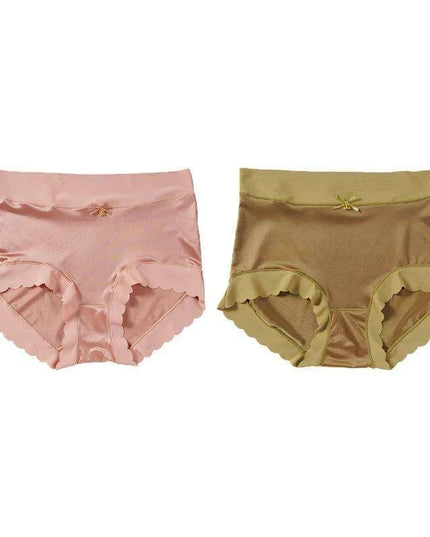 Elegant 2-Pack High-Waisted Satin Ice Silk Seamless Breathable Briefs with Butt Enhancing Design