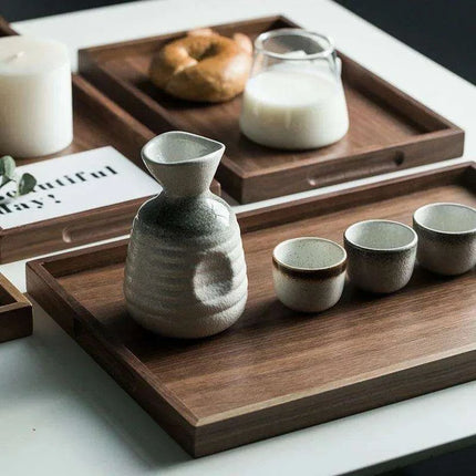 Nordic Elegance Black Walnut Serving Tray - Perfect for Hosting Teas and Fruits