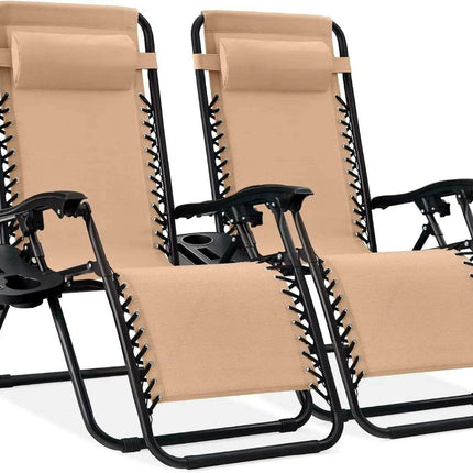 Luxury Zero Gravity Lounge Chairs Set with Accessories in Elegant Black