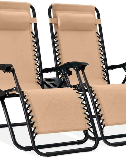 Luxury Zero Gravity Lounge Chairs Set with Accessories in Elegant Black