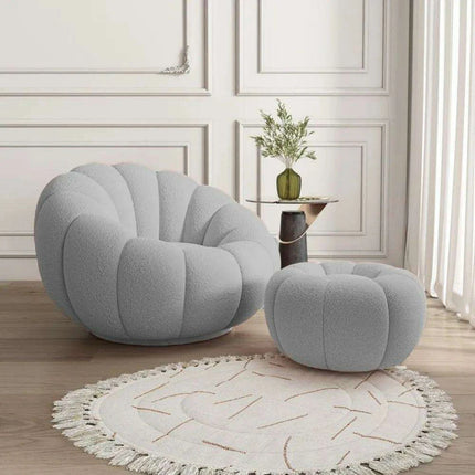 Transformative Rotating Pumpkin Plush Lounge Chair - Chic Seating Solution for Contemporary Interiors