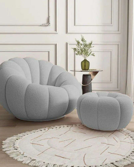 Transformative Rotating Pumpkin Plush Lounge Chair - Chic Seating Solution for Contemporary Interiors