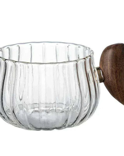 200ML Heat-resistant High Boron Silicon Glass Coffee Mug with Wooden Handle