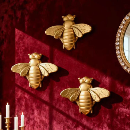 Shop1105298242 Golden Bee Insect Wall Art Set - High-End Home Decor