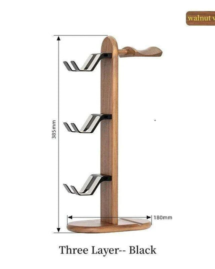 Elegant Walnut Gaming Controller Dock with Headphone Holder