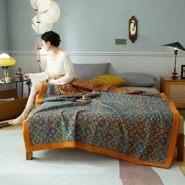 Dreamy Cotton Jacquard Blanket Set - Perfect All-Season Comfort and Style