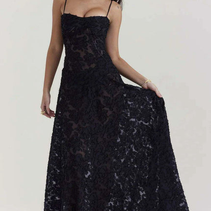 Stunning Backless A-line Maxi Dress with Adjustable Straps – Ideal for Celebratory Events & Summer Gatherings