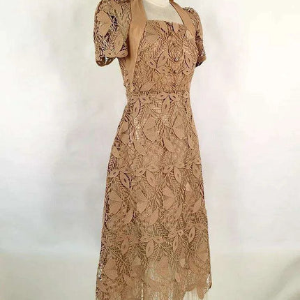 Elegant Bow-Detail Lace Halter Neck Dress for Women's Summer Events 2024