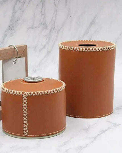 Retro Chic Leather Gas Can Cover - Stylish Air Bottle Protector