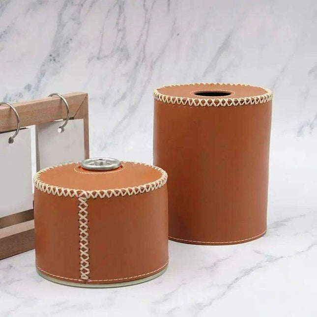 Retro Chic Leather Gas Can Cover - Stylish Air Bottle Protector
