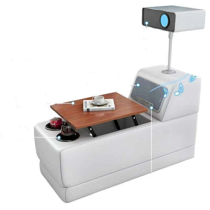 Elegant Italian Leather Bluetooth Sofa Set with Massage Features, Integrated Speaker, Projector, USB Charging Ports, and Convenient Cup Holder - Contemporary Comfort Solution