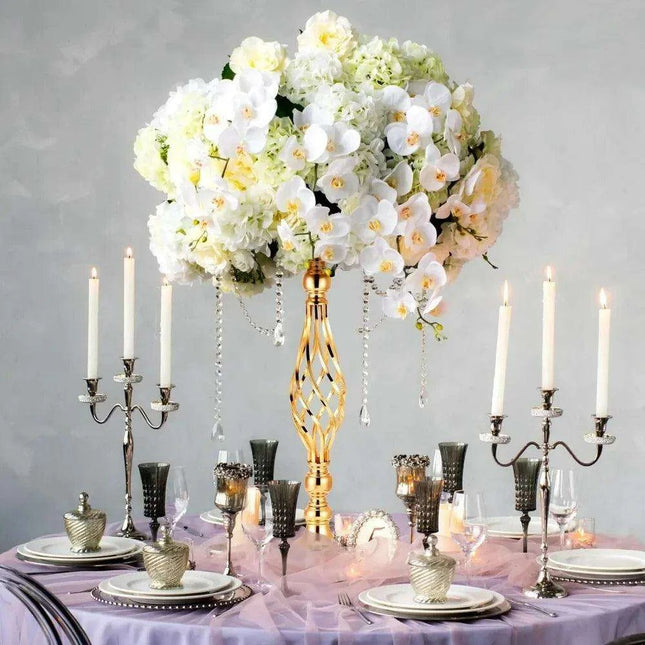 Sophisticated Gold Metal Floral Displays - 20-Piece Wedding Centerpiece Set