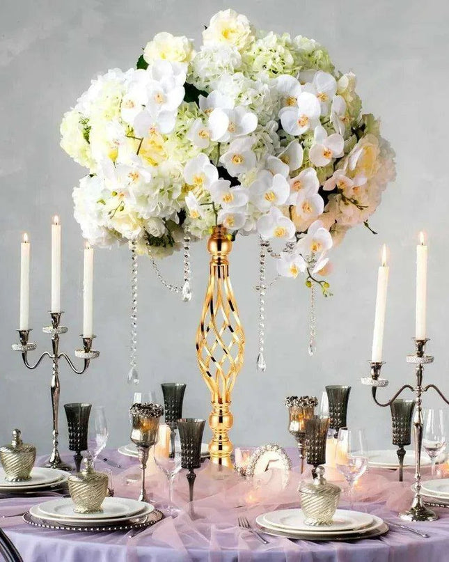Sophisticated Gold Metal Floral Displays - 20-Piece Wedding Centerpiece Set