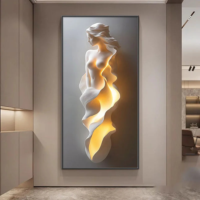 Modern LED Mural Art Painting – Abstract Wall Light for Entrance & Living Room
