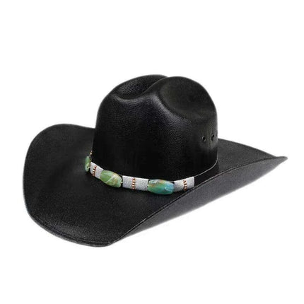 Classic Waterproof Cowboy Hat with Unique Cowhead Detail - Trendy Straw Sun Protection Accessory