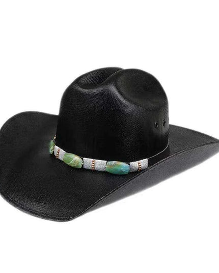 Classic Waterproof Cowboy Hat with Unique Cowhead Detail - Trendy Straw Sun Protection Accessory