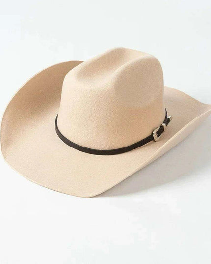 Stylish Women's Wide Brim Wool Cowboy Hat with Buckle Accent - Fall/Winter Collection (M/L Size)