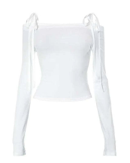 Elegant Off-Shoulder Bow-Detail Crop Top for Trendy Fall Fashion