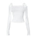 Sophisticated White Off-Shoulder Long Sleeve Crop Tops