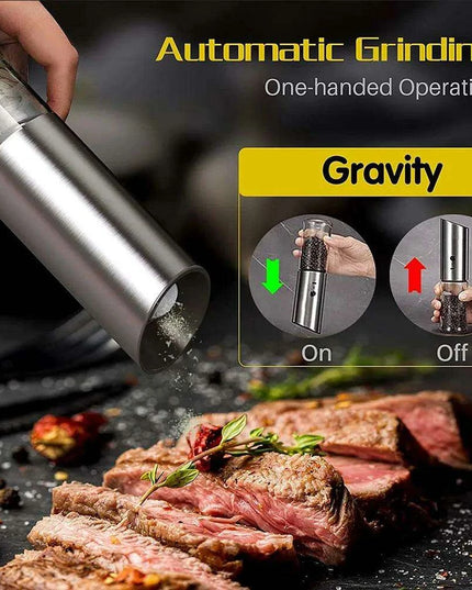 USB Rechargeable Gravity Spice Grinder Duo - Modern Salt and Pepper Mills