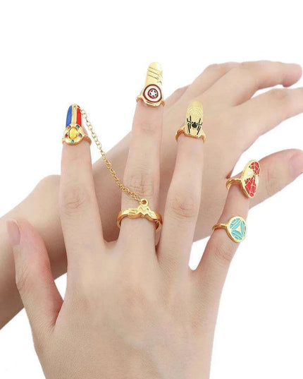 Avengers-Inspired Chic Nail Rings - Trendy Korean Jewelry Set for Fashion-Forward Women