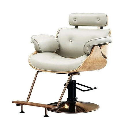 Chic Walnut Leather Adjustable Salon Styling Chair
