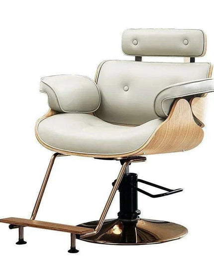 Chic Walnut Leather Adjustable Salon Styling Chair