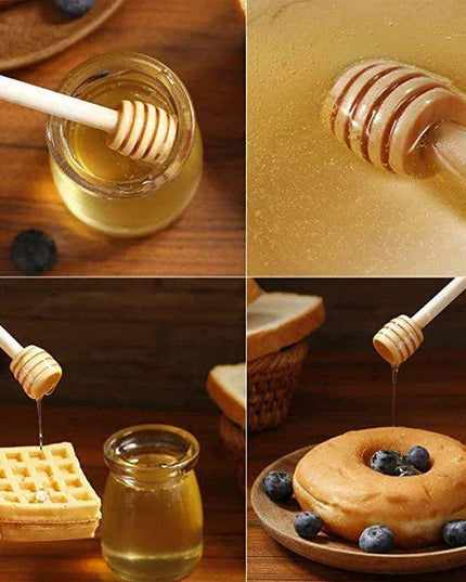 50-Piece Wooden Honey Dipper and Stirring Spoon Set for Beverages and Culinary Delights